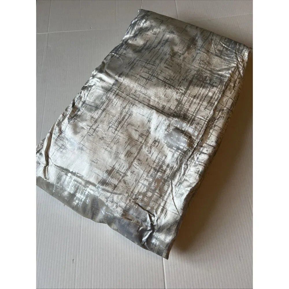 Lili Alessandra Moderne Velvet Set Of 2 Curtain Panels 52x120 Ivory Silver NWOT